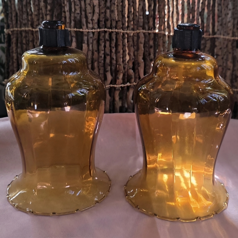 Vintage Homco Syroco Amber Glass Peg Candle Holders
